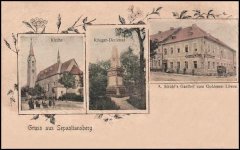 dobová pohlednice vsi s kostelem