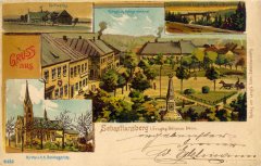 dobová pohlednice vsi s kostelem