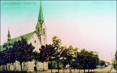 historická pohlednice s motivem kostela