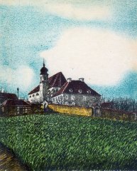 kresba kostela
