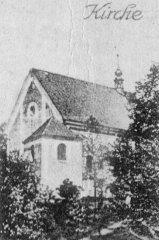 výřez snímku s kostelem z předchozí pohlednice