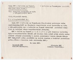 poděkování Místního národního výboru v Hořicích na Šumavě za odstřel kostela