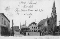 dobová pohlednice města s kostelem