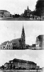 dobová pohlednice města s kostelem