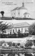 dobová pohlednice s vsi kostelem