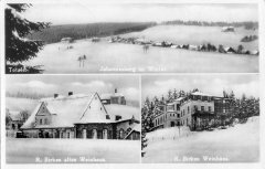 dobová pohlednice vsi s kostelem