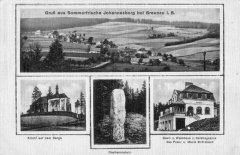 dobová pohlednice vsi s kostelem