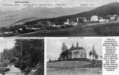 dobová pohlednice vsi s kostelem