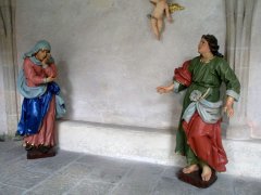 sochy z kostela - dnes součást výstavy v cisterciáckém klášteře ve Vyšším Brodě