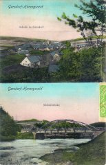 dobová pohlednice vsi s kostelem (na horním snímku)