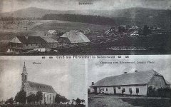 historické foto kostela (vlevo dole)