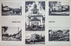 historické foto vsi s kostelem