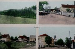 historické foto vsi s kostelem