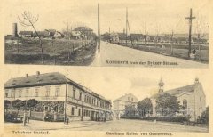 pohlednice obce s kaplí (vpravo dole)
