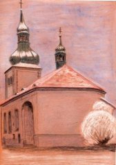 kresba kostela