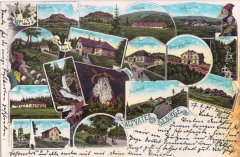 dobová pohlednice Jeseníků s původní kaplí (třetí řada, obrázek vpravo)