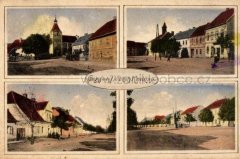 dobová pohlednice vsi s kostelem