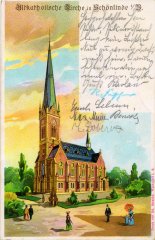 kostel na dobové pohlednici