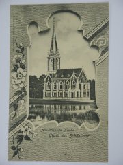 dobová pohlednice s kostelem