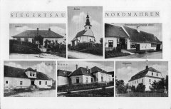 dobová pohlednice vsi s kostelem