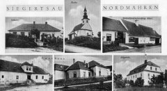 dobová pohlednice vsi s kostelem