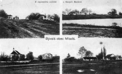 dobová pohlednice vsi s kostelem