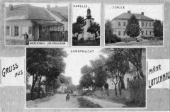 dobová pohlednice vsi s kaplí