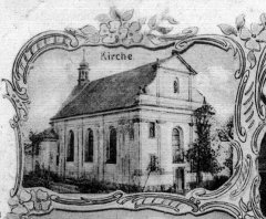 dobová pohlednice s motivem kostela