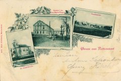 dobová pohlednice vsi s kostelem