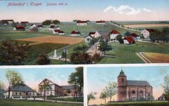 historické foto vsi s kostelem