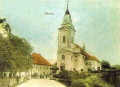 dobová pohlednice s námětem kostela