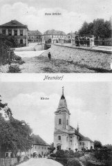 dobová pohlednice vsi s kostelem