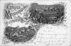 dobová pohlednice vsi s kostelem