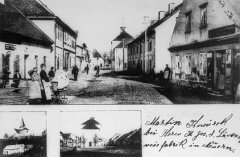 dobová pohlednice města s kostelem