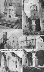 dobová pohlednice s výzvou o pomoc poničenému městu a kostelu