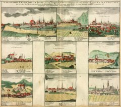 kolorovaný mědiryt, autor F. B. Werner (tabule 11 z roku 1738), Osoblaha vpravo nahoře