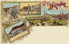 dobová litografie města s kostelem