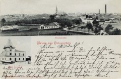 historické foto města s kostelem
