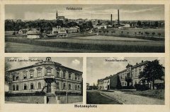 historická pohlednice města s kostelem