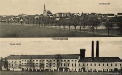 dobová pohlednice města s kostelem (nahoře)