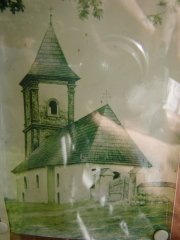 kresba s motivem kostela