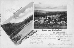 dobová pohlednice vsi s kostelem