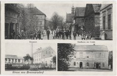 historické foto kostela (nahoře, v pozadí)