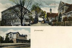 historická pohlednice vsi s kostelem