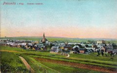 dobová pohlednice města s kostelem