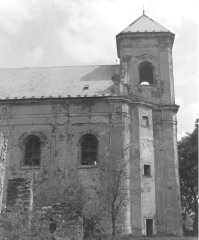 historické foto kostela - přední část
