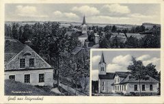 dobová pohlednice vsi s kaplí