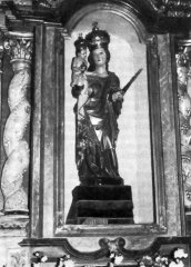 soška Panny Marie, nyní v kostele sv. Bartoloměje ve Frymburku