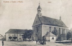 dobová pohlednice s motivem kostela