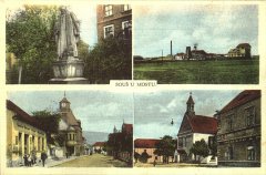historická pohlednice s kostelem